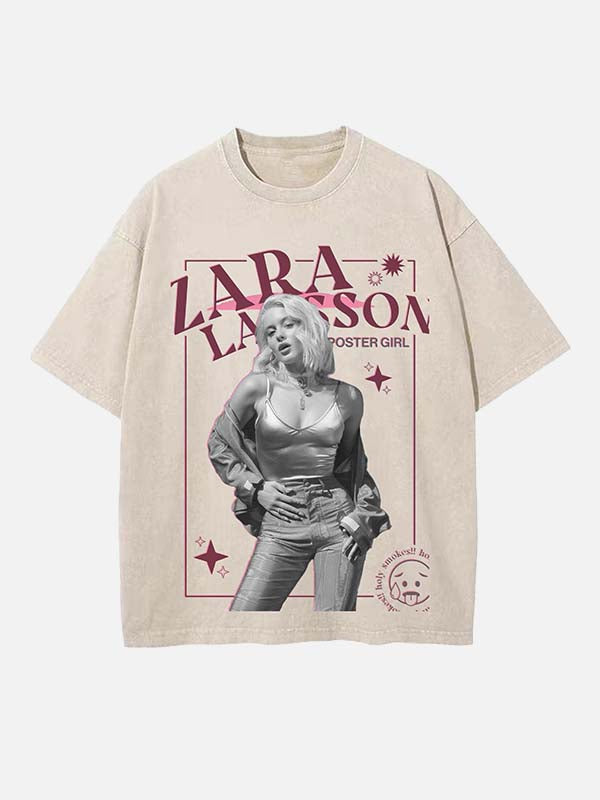 Zara Larsson Print Round Neck T-shirt