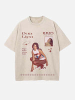 Dua Lipa Print Round Neck T-shirt