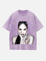 Demi Lovato Print Round Neck T-shirt
