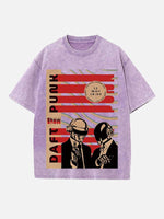 Daft Punk Print Round Neck T-shirt