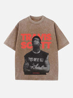 Travis Scott Print Round Neck T-shirt