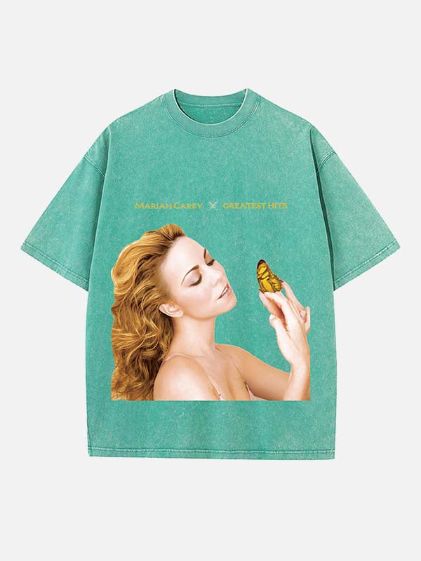 Mariah Carey Print Round Neck T-shirt
