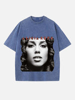Alicia Keys Print Round Neck T-shirt