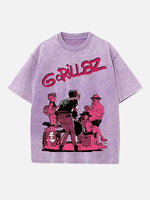 Gorillaz Print Round Neck T-shirt