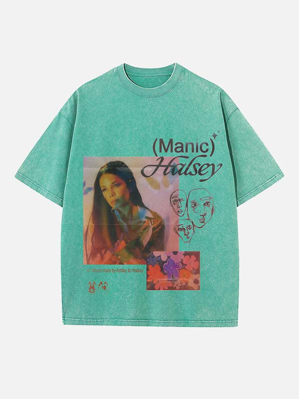 Halsey Print Round Neck T-shirt