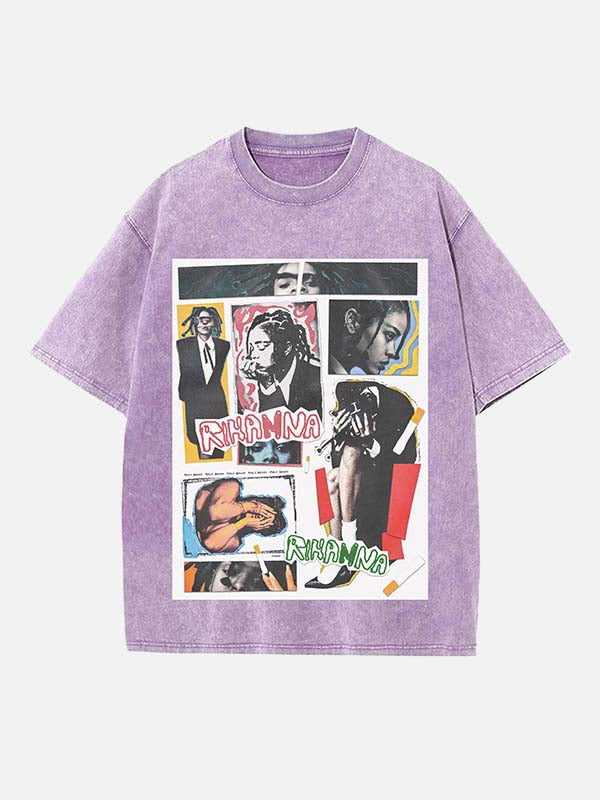 Rihanna Print Round Neck T-shirt