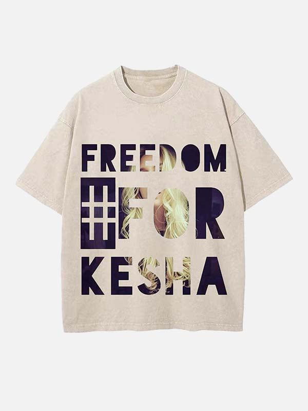 Kesha Print Round Neck T-shirt