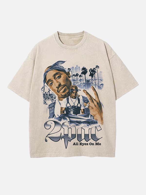 2Pac Print Round Neck T-shirt