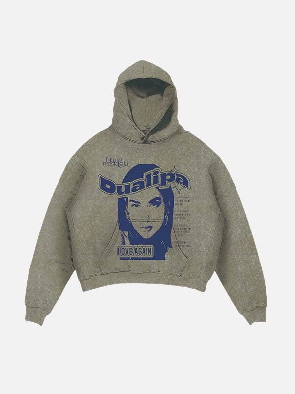 Dua Lipa Print Slant Pockets Hoodie