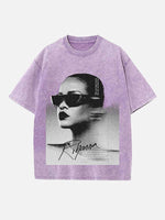 Rihanna Print Round Neck T-shirt