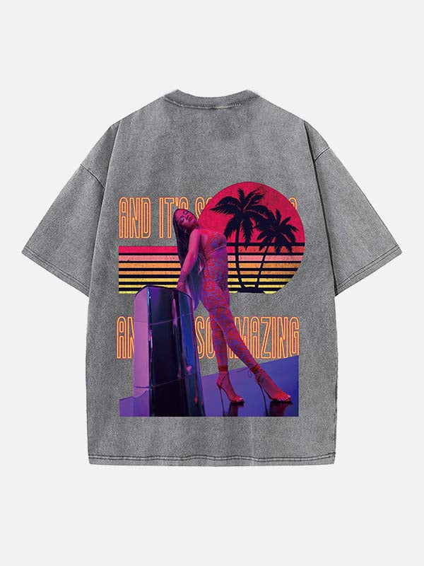 Rihanna Print Round Neck T-shirt