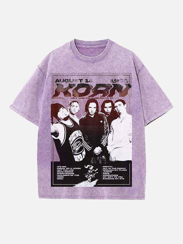 Korn Print Round Neck T-shirt