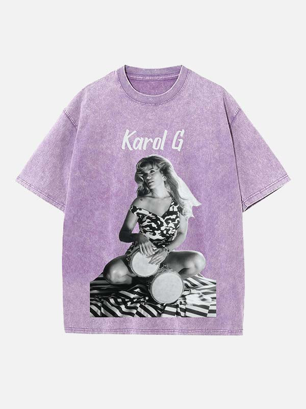 Karol G Print Round Neck T-shirt