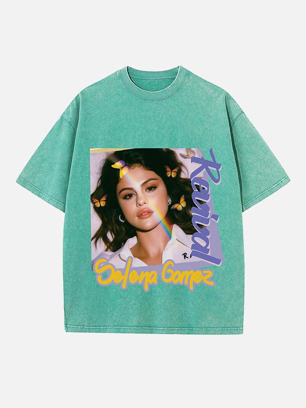 Selena Gomez Print Round Neck T-shirt