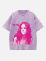 Rihanna Print Round Neck T-shirt