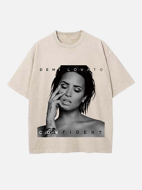 Demi Lovato Print Round Neck T-shirt