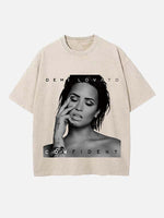 Demi Lovato Print Round Neck T-shirt