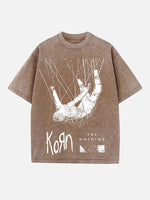 Korn Print Round Neck T-shirt