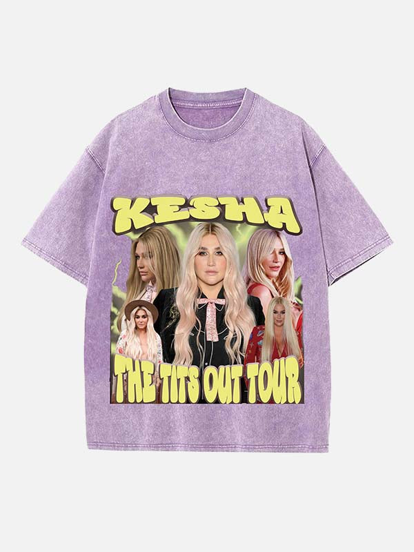 Kesha Print Round Neck T-shirt