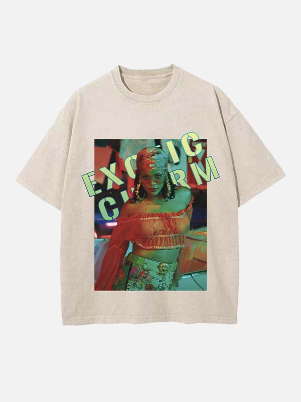 Rihanna Print Round Neck T-shirt