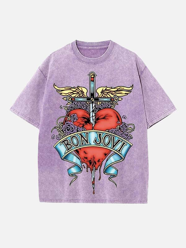 Bon Jovi Print Round Neck T-shirt