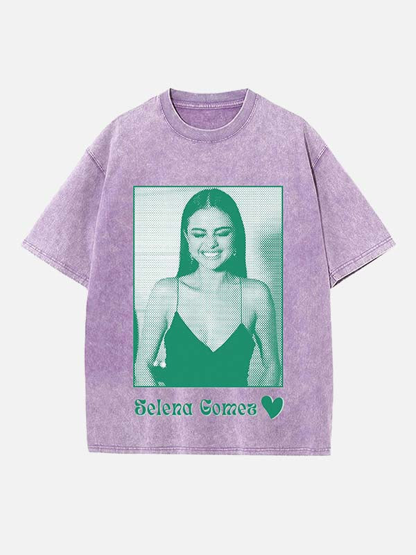Selena Gomez Print Round Neck T-shirt