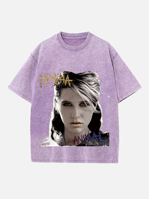 Kesha Print Round Neck T-shirt