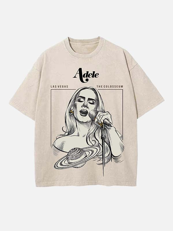 Adele Print Round Neck T-shirt