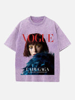 Lady Gaga Print Round Neck T-shirt