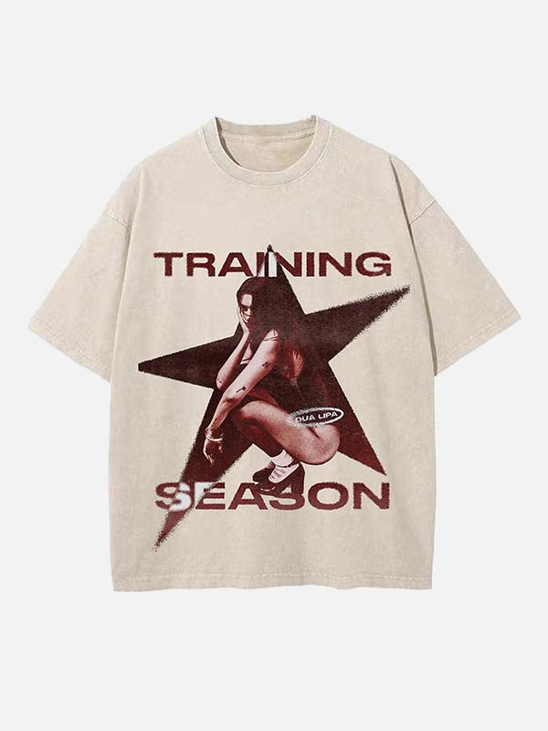 Dua Lipa Print Round Neck T-shirt