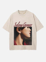Selena Gomez Print Round Neck T-shirt