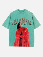 Rihanna Print Round Neck T-shirt