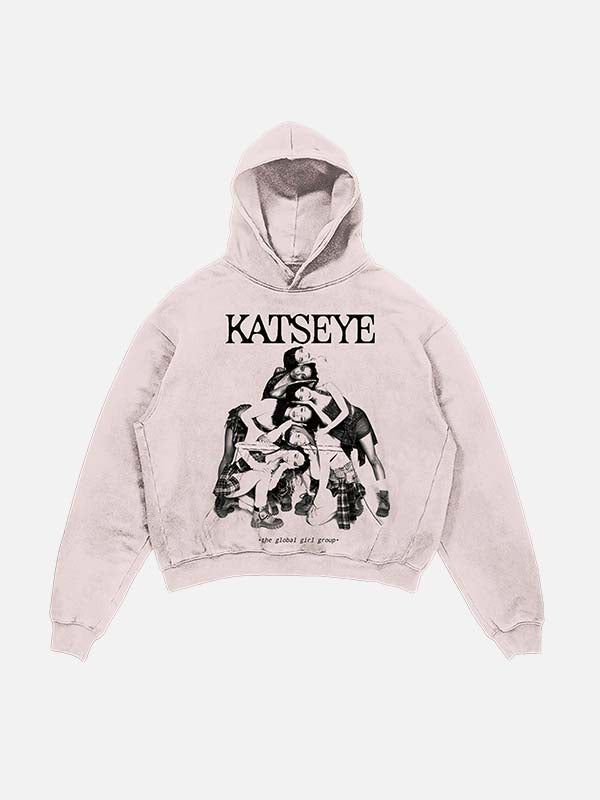 KATSEYE Print Slant Pockets Hoodie