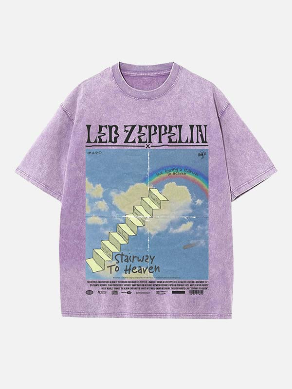 Led Zeppelin Print Round Neck T-shirt
