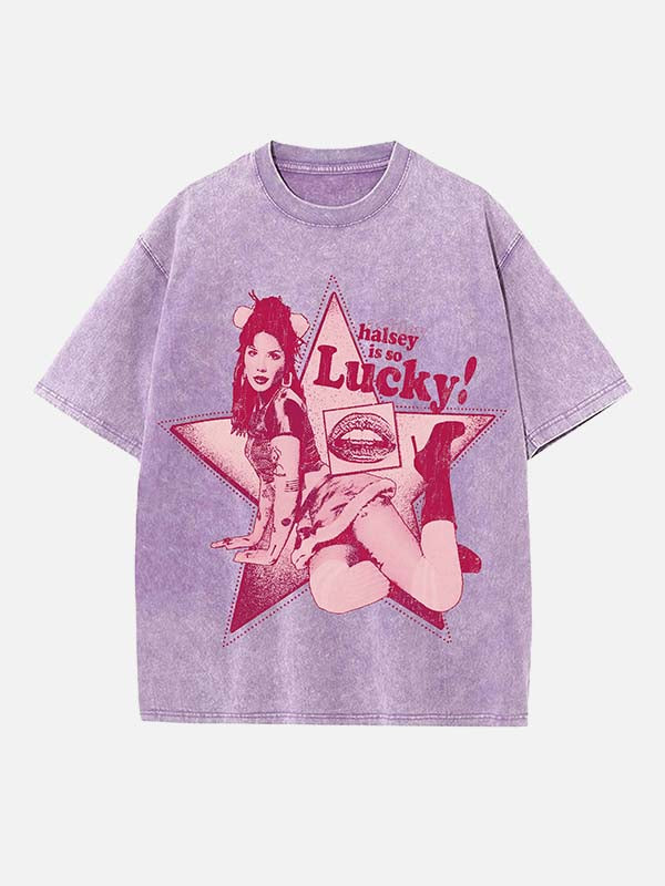Halsey Print Round Neck T-shirt