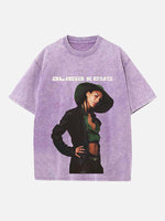 Alicia Keys Print Round Neck T-shirt