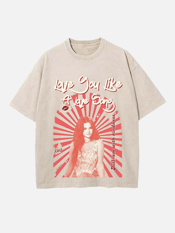Selena Gomez Print Round Neck T-shirt