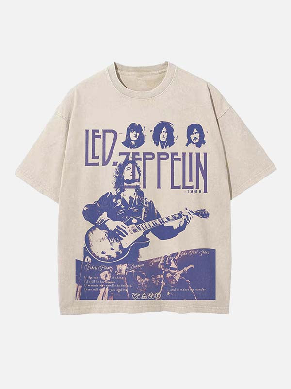 Led Zeppelin Print Round Neck T-shirt