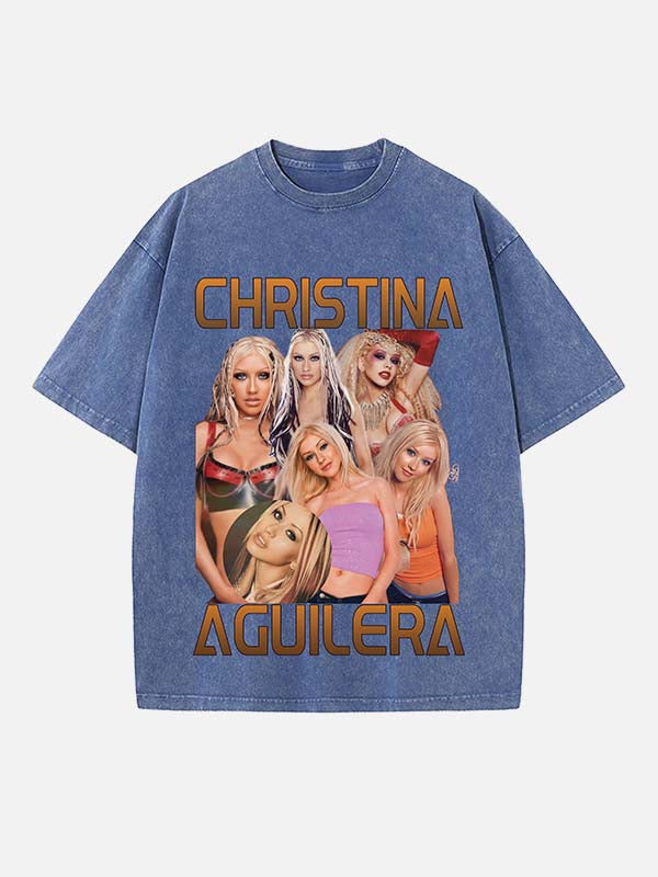 Christina Aguilera Print Round Neck T-shirt