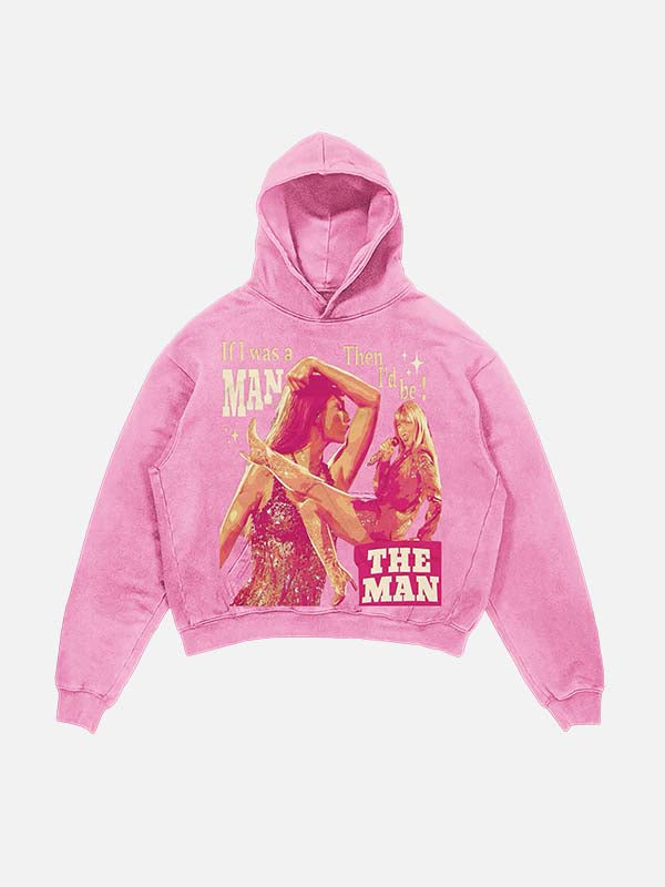 Taylor Swift Print Slant Pockets Hoodie