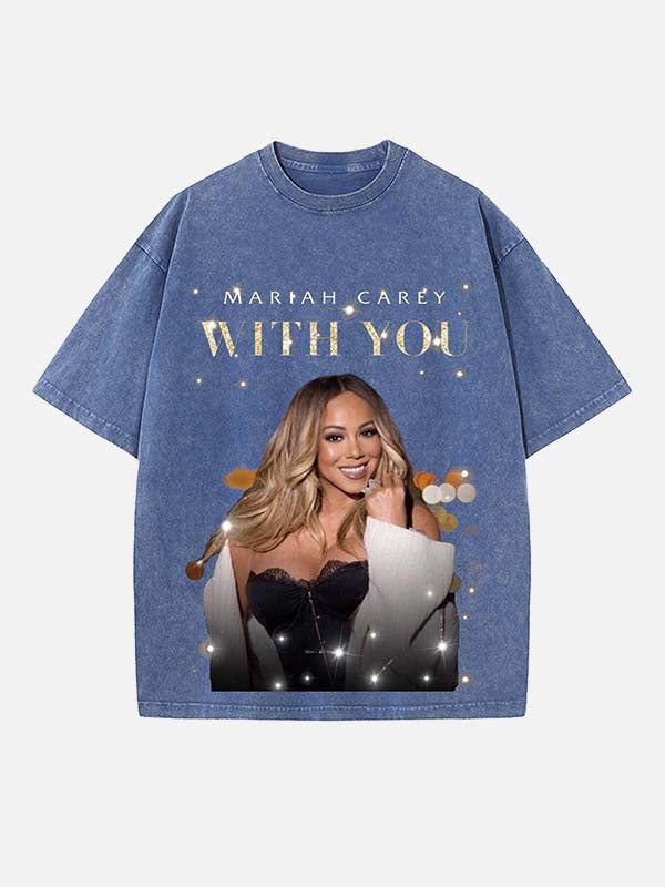 Mariah Carey Print Round Neck T-shirt