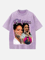 Rihanna Print Round Neck T-shirt