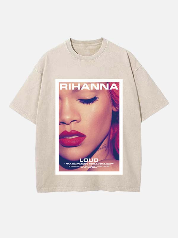 Rihanna Print Round Neck T-shirt