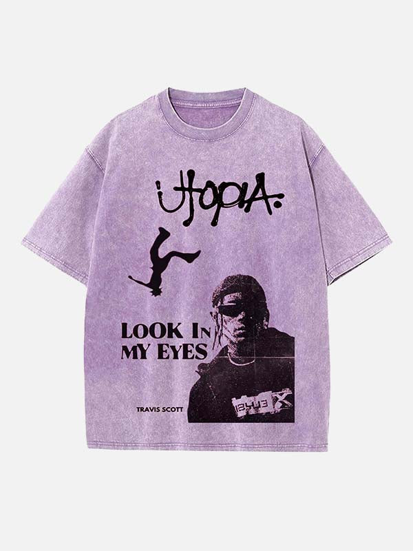 Travis Scott Print Round Neck T-shirt