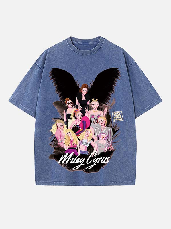 Miley Cyrus Print Round Neck T-shirt
