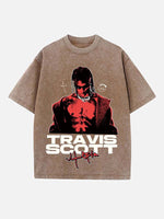 Travis Scott Print Round Neck T-shirt