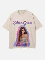 Selena Gomez Print Round Neck T-shirt