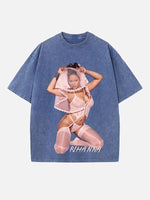 Rihanna Print Round Neck T-shirt