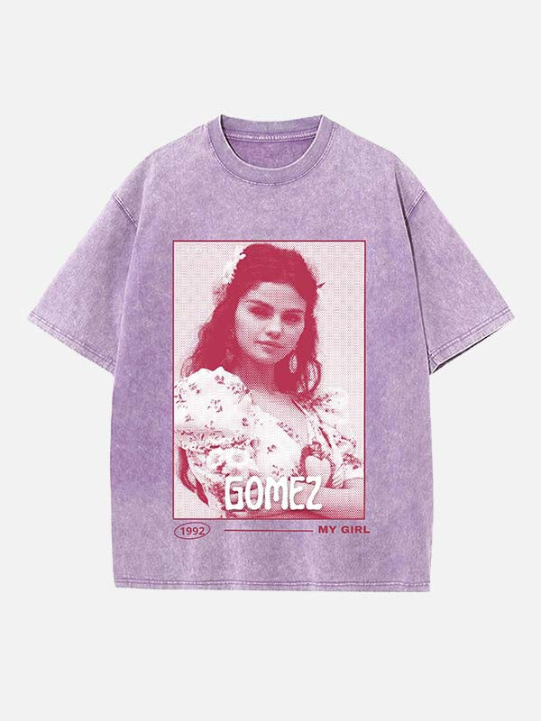 Selena Gomez Print Round Neck T-shirt