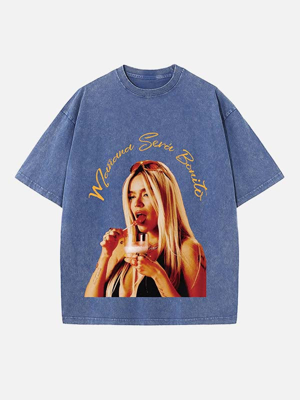 Karol G Print Round Neck T-shirt